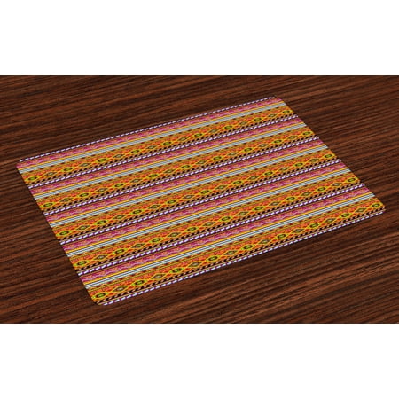 

Mexican Placemats Set of 4 Folkloric Old Vintage Ornament Design with Geometric Shapes and Stripes Colorful Washable Fabric Place Mats for Dining Room Kitchen Table Decor Multicolor by Ambesonne
