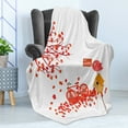 thumbnail image 4 of Birdhouse Soft Flannel Fleece Throw Blanket, Leaves Tree Foliage Bicycle Nest Autumn Illustration, Cozy Plush for Indoor and Outdoor Use, 70" x 90", Marigold Vermilion, by Ambesonne, 4 of 5
