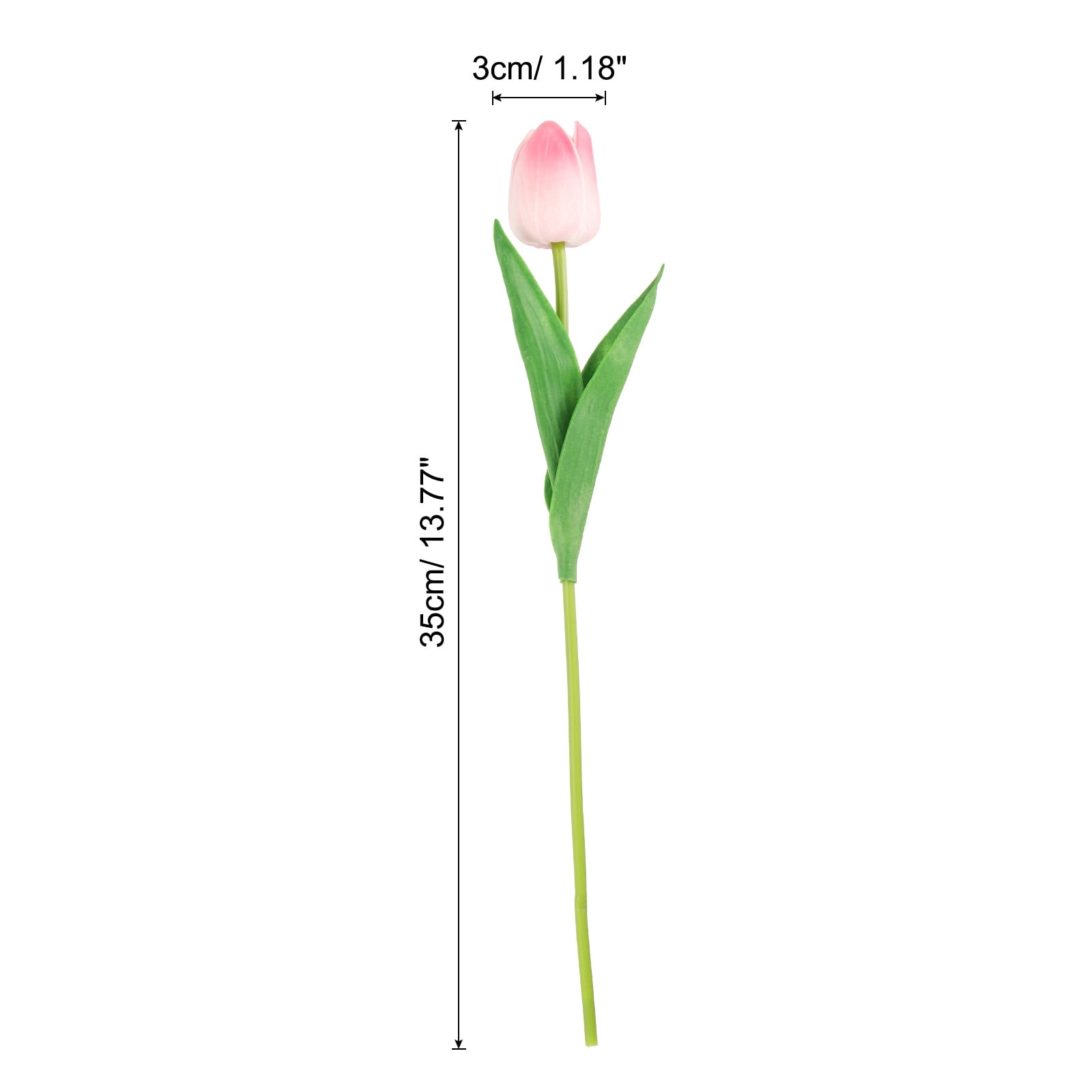 Unique Bargains Fake Tulips Flowers PU Tulips Real Touch with Stems 24Pcs One-third Pink
