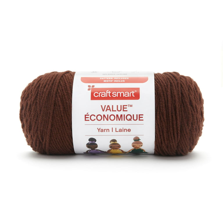 Soft Classic Solid Yarn by Loops & Threads - Solid Color Yarn for Knitting,  Crochet, Weaving, Arts & Crafts - Mocha, Bulk 12 Pack