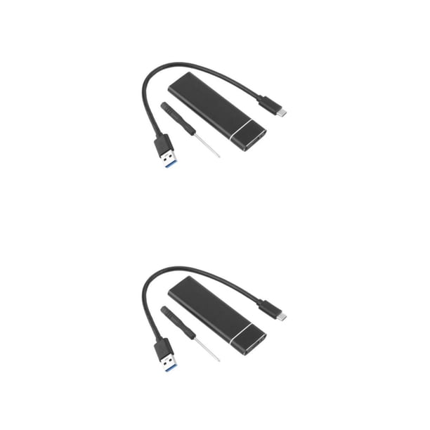 Injueey 22x3 0/42/60/80 USB a M.2 NGFF SSD Box Computadora de alta velocidad Caja de disco duro móvil Driver Free Computer Black A-C Cable de CA negro 2Conjunto