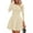 Beige, variant on Long Sleeve Mini Dress for Women Fall Crewneck Knit Pleated Babydoll A Line Soft Casual Short Party Dresses