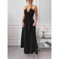 thumbnail image 4 of Solid Color Tie-Up Backless Maxi A-Line Dress Women's Summer Sundress One Piece Long Dress, 4 of 10