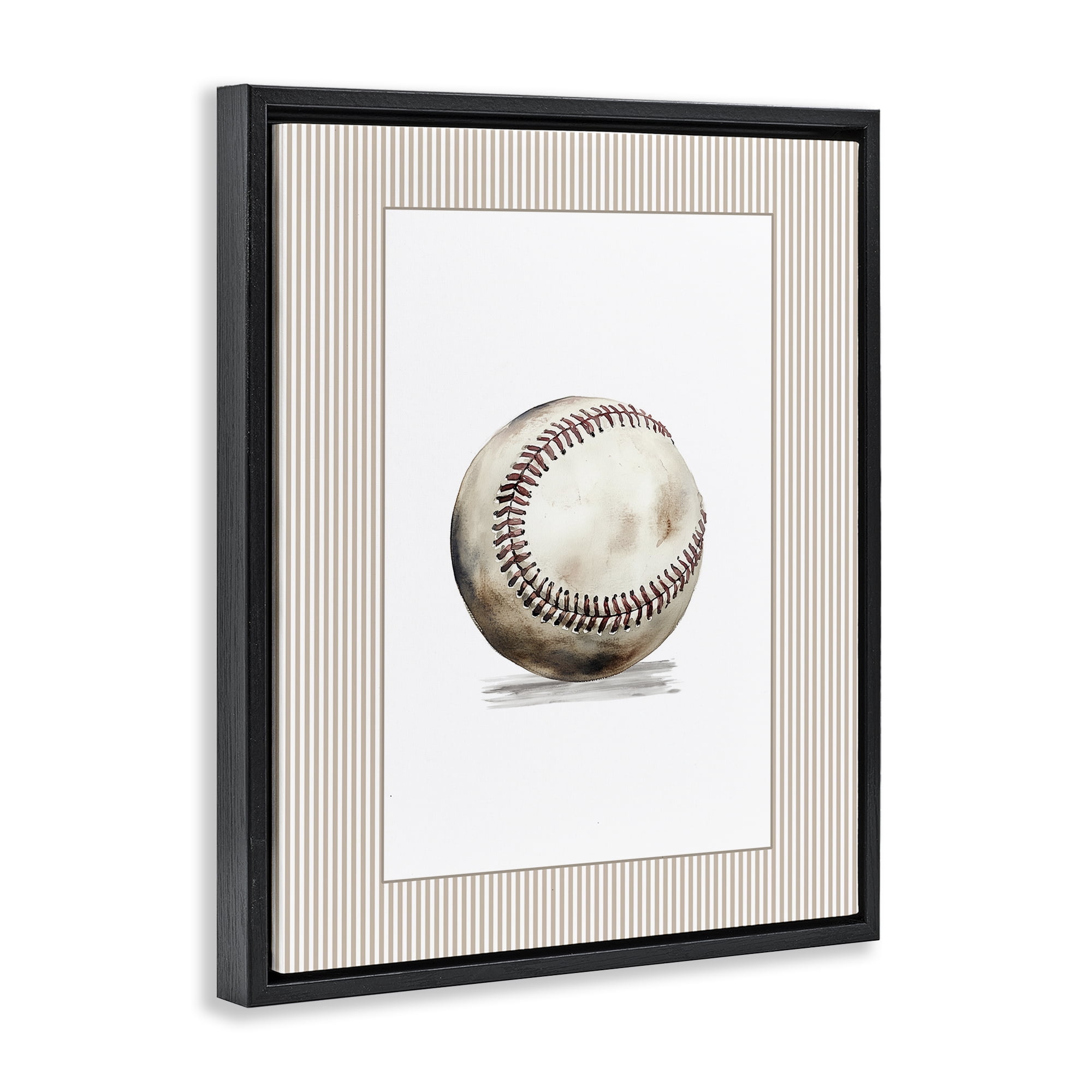 Stupell Industries Vintage Sports Baseball Black Framed Floater Canvas Wall Art, design by Christine Simpson Art
