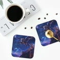 thumbnail image 4 of Honeii Starry Sky Wall Flying Tiger print Leather Coaster Set of 4, ideal for safeguarding your furniture from drinks spills and effortless cleanup-Square, 4 of 6
