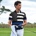 thumbnail image 3 of Balery Thin Blue Line Flag Camisa Polo de Hombre con Estampado, de Manga Corta y Tejido Medio, Camisa Tipo Golf Polo-3X-Large, 3 of 6