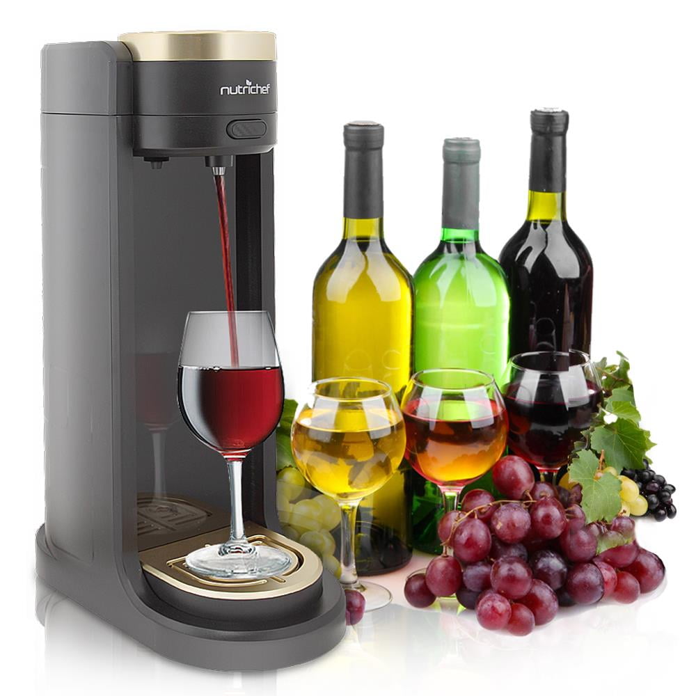 Portable Electric Automatic Wine Dispenser - Wine Aerator Pump Alcoholic Drink Server - Easy Flow Battery Powered Liquor Operating System for Countertop Party Bar and More - NutriChef PKWNARDS38