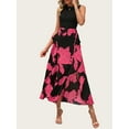 thumbnail image 6 of FreshPretty Women Casual Sleeveless Summer Dresses Spring Crewneck Patchwork Boho Floral Ruffle Cocktail Party Midi Dress, 6 of 7