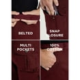 thumbnail image 6 of RAW X Mens Belted 12.5" Inseam Knee Length Cargo Shorts, Wine, 32, 6 of 7