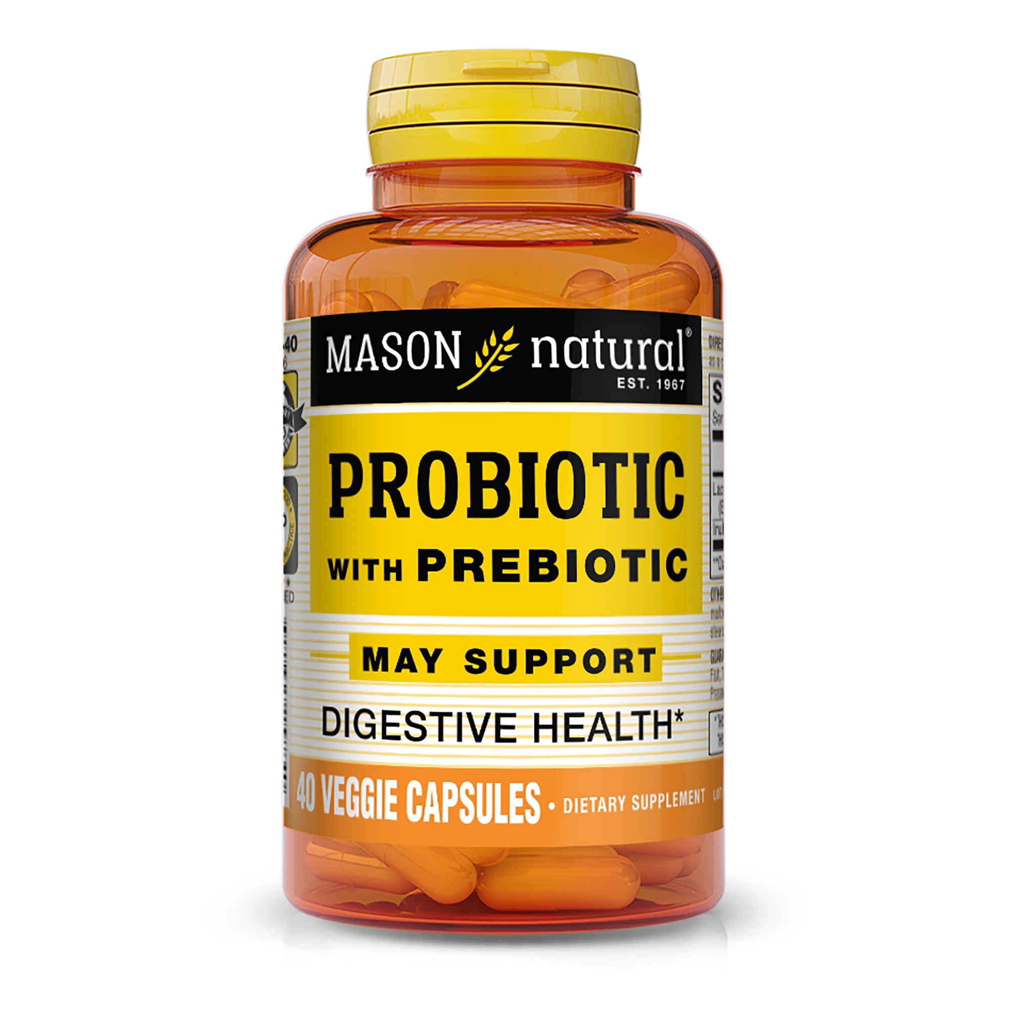 Mason Natural Probiotic with Prebiotic, Supports Digestive Health, 40 Veggie Capsules