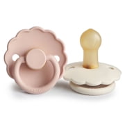 FRIGG Daisy Natural Rubber Pacifier 2-Pack, 0-6 months, Blush/Cream