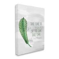 Stupell Industries Charming Take Care of Yourself Phrase Green Leaf Canvas Wall Art by Kim Allen
