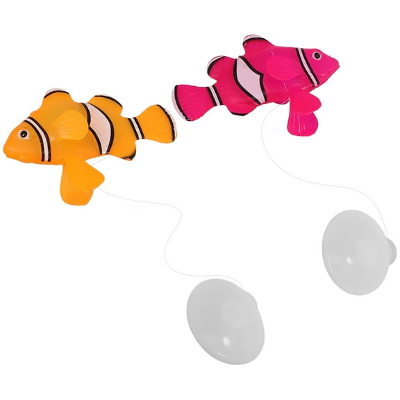 FRCOLOR Silicone Fake Fish Decoration for Aquarium Glow in Dark 2 Pieces