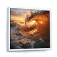 thumbnail image 2 of Designart "Simplistic Golden Wave Dawn" Coastal Floater Framed Wall Art Prints, 2 of 5