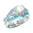 thumbnail image 6 of LaRaso & Co Wedding Ring Set His Hers Sterling Silver Opal CZ Engagement TRIO Set Him Her 10/11, 6 of 6