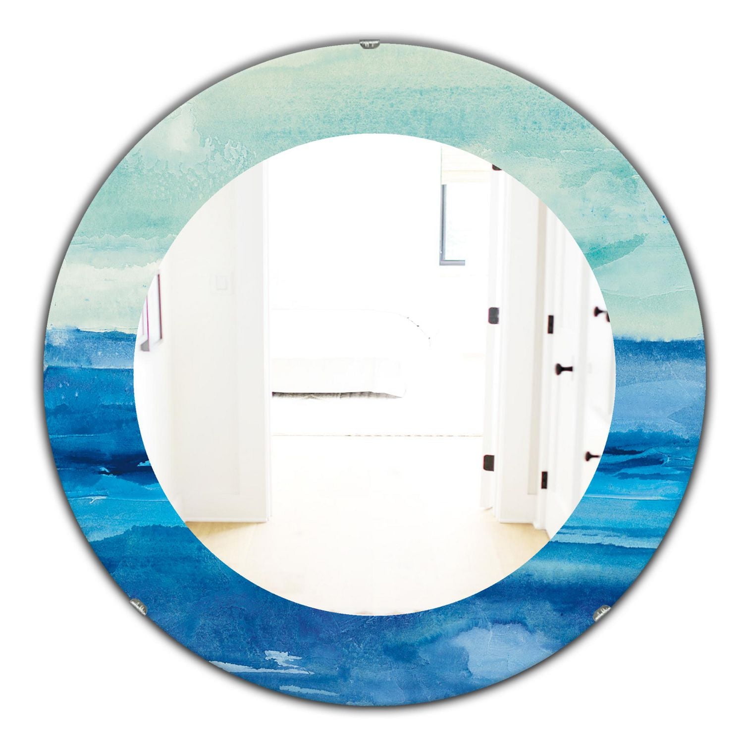 Designart 'Out To Sea' Miroir Traditionnel - Miroir Mural Ovale ou Rond - 32x32