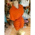 thumbnail image 4 of Burnt Orange Collared Single-Breasted Tie-Waist Short Sleeve Shirt Dress, 4 of 5