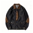 thumbnail image 4 of Mens Jeans Jacket Color Block Lapel Button Down Denim Jacket for Spring and Fall, 4 of 4