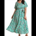 thumbnail image 2 of Vestido de Verano Holgado Informal de Corta con Corte A y Corte en A para Mujer, Talla Grande Círculo Verde 4XL, 2 of 7