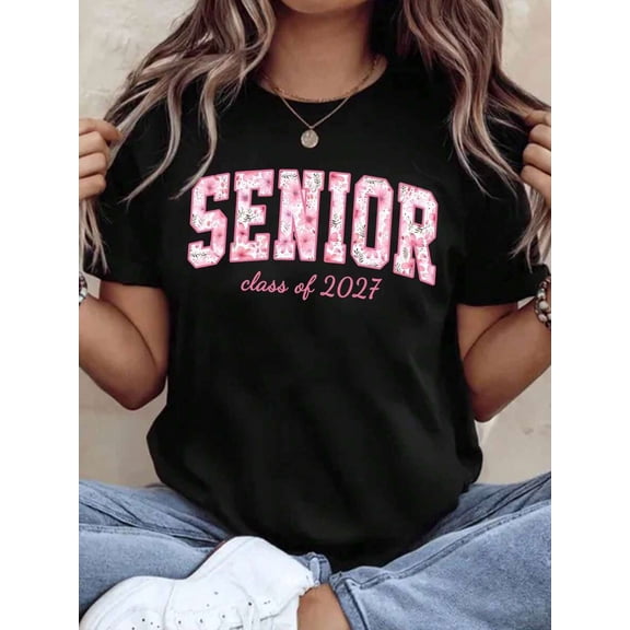 【New Arrival】Senior Class of 2027 Floral Graduation T-Shirt – Commemorative Unisex Tee