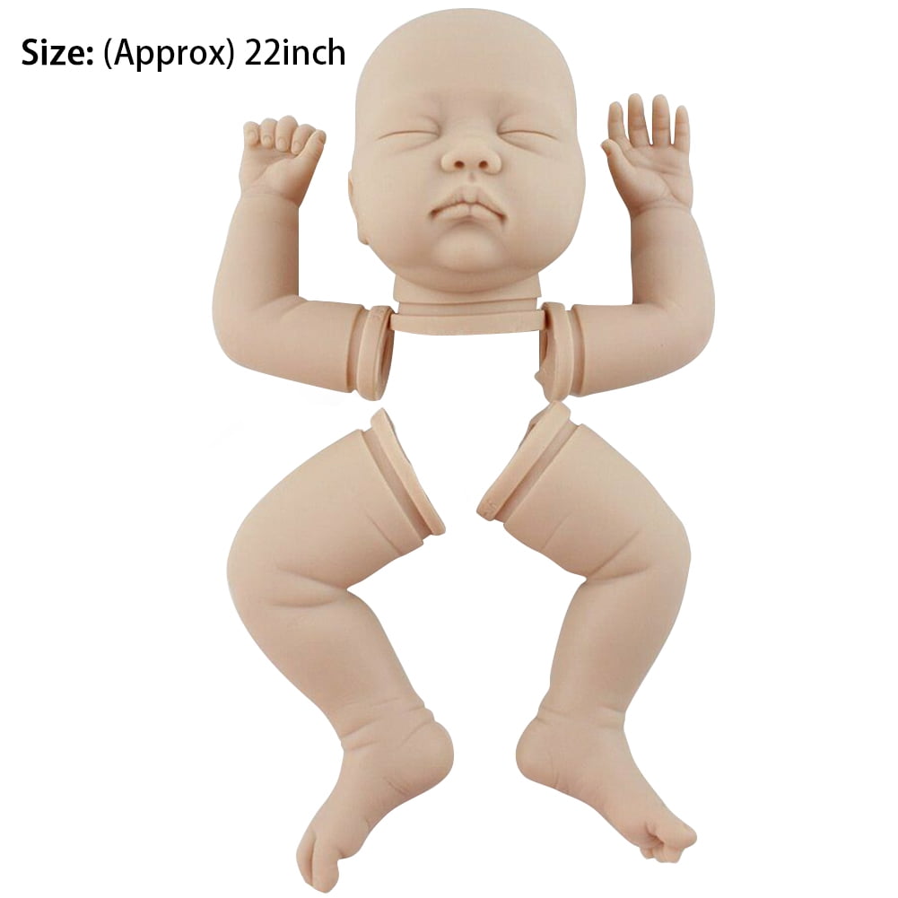 22" Unpainted Silicone Reborn Doll Kits Cloth Body DIY Sleeping Baby Doll Sets 