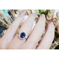thumbnail image 3 of HeartsAndYou 2ct Natural Blue Sapphire Engagement Ring 14k SOLID White Gold Halo Statement, 3 of 9