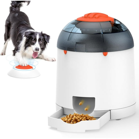 Potaroma Dog Puzzle Feeder Toy, Interactive IQ Training, Electronic Dog Toys, Automatic Rechargeable Treat Dispenser, Push Remote for Dog Food Dispensing for All Breeds of Dogs, 280ml Capacity