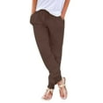 thumbnail image 2 of Brown Cargo Pants Womens Elastic Waist Pants Casual Trousers with Pockets Woman Pants Clearance, 2 of 6