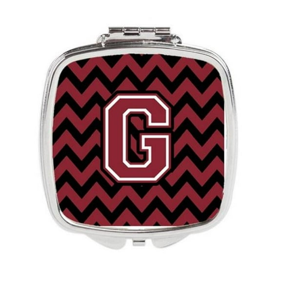 Carolines Treasures Letter G Chevron Garnet & Black Compact Mirror - Garnet & Black