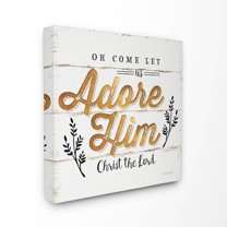 Stupell Industries Adore Him Gold Christmas Holiday Word DesignCanvas Wall Art By Artist Jennifer Pugh