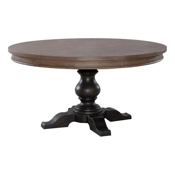 Pemberly Row Modern Americana Farmhouse Opt Pedestal Table - Black