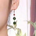thumbnail image 3 of K-KED Natural 10mm Green Jade Gemstone Round Beads Earrings Eardrop Chain Lady Gift, 3 of 5