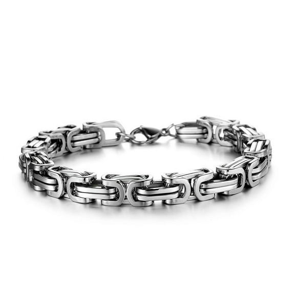 Mens Metal Bracelet, 21CM Length, 9MM Width, 42g Weight, European and American Style, Gold or Silver Plated