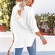 thumbnail image 4 of Camisas con cuello en V para mujer, con botones, manga larga de murciélago, blusas casuales de gran tamaño con bolsillo, 4 of 6
