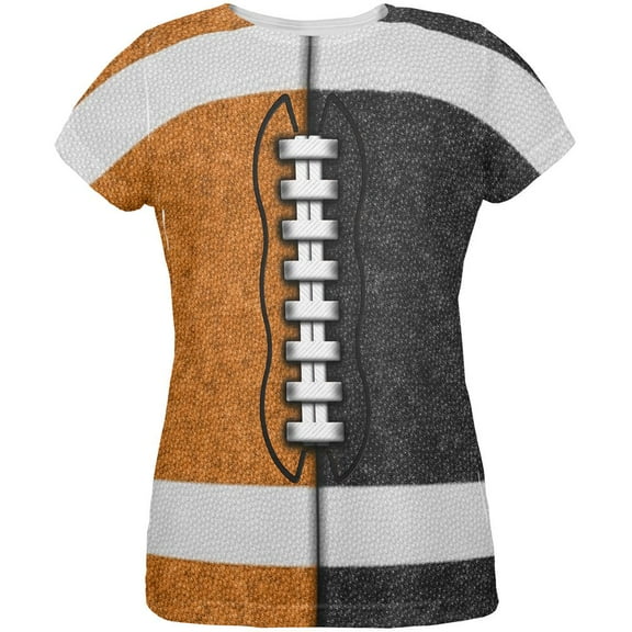 Fantasy Football Team Orange and Black All Over Womens T Shirt Multi MD