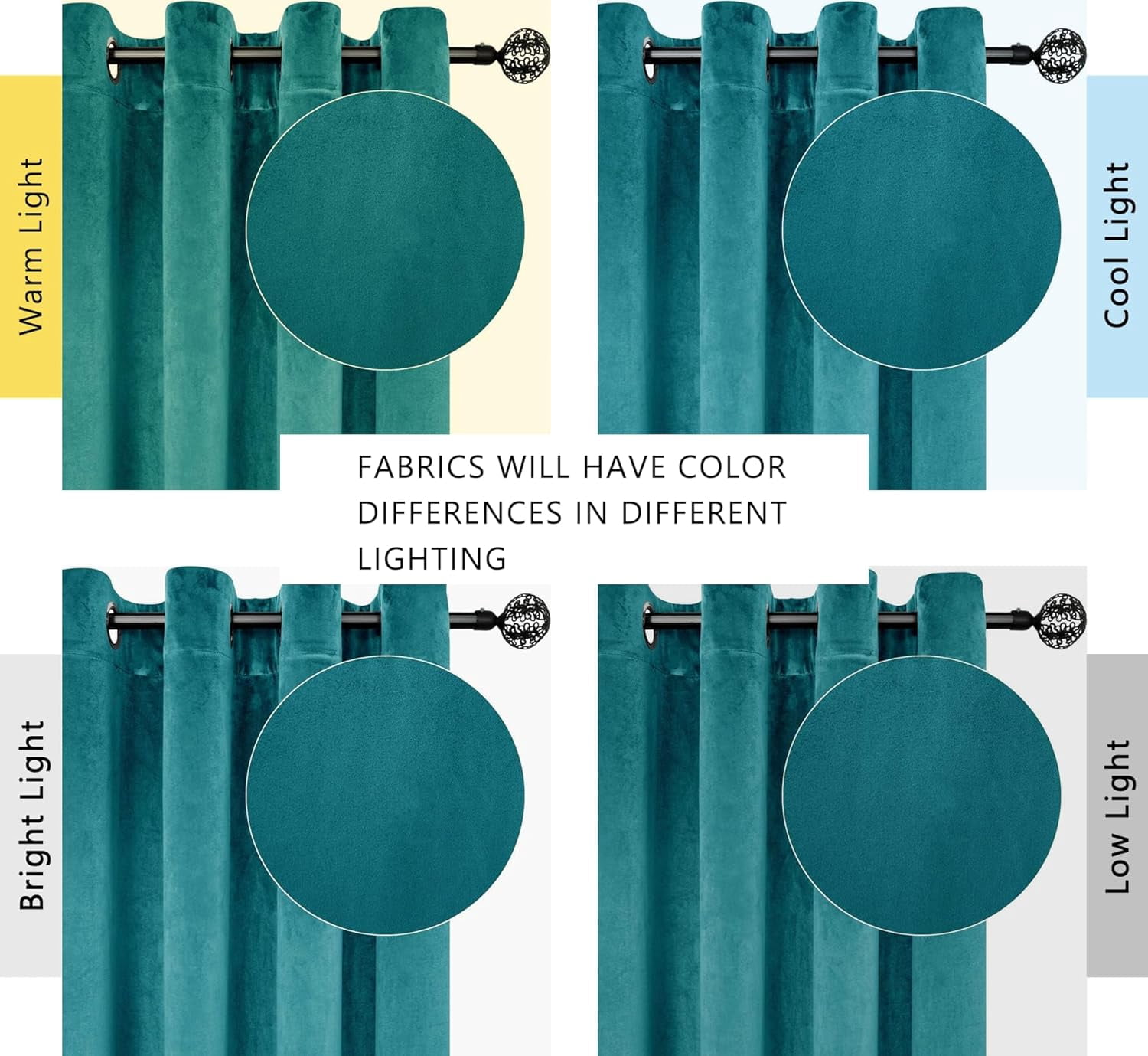 SMILETIME Lake Blue 52 X 120in Velvet Curtains with Grommet, Thermal Insulated Soft Privacy Noise Reducing Light-filtering Velvet Drapes for Living Room, 2 Panels