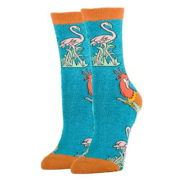 OoohYeah Womens Novelty Funny Crew Socks, Crazy Fashion Socks - Tropical Birdy
