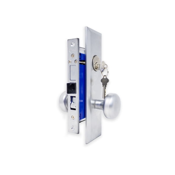 Mortise Keyed Lockset - Right Hand - Satin Chrome US26D Finish - 2-1/2" Backset - 2 SC1 Keys