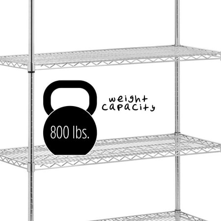 Honey-Can-Do 5-Tier Heavy-Duty Adjustable Shelving Unit with 800-lb Shelf Capacity, Chrome,Shelves & Shelf Units Chrome,Steel