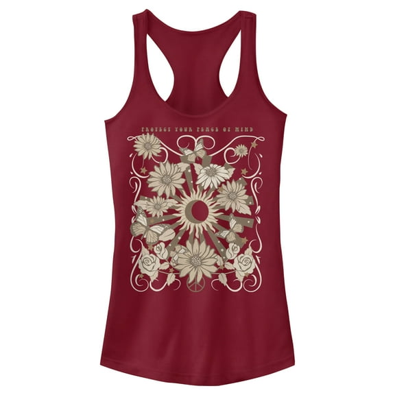 Junior's Lost Gods Protect Your Peace of Mind  Racerback Tank Top Scarlet 2X Large