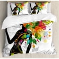 thumbnail image 3 of Colorful Twin Size Duvet Cover Set, Madame Butterfly Modern Version with Spring Spiral Circles Leaf Botany Girl Print, Decorative 2 Piece Bedding Set with 1 Pillow Sham, Multicolor, by Ambesonne, 3 of 3