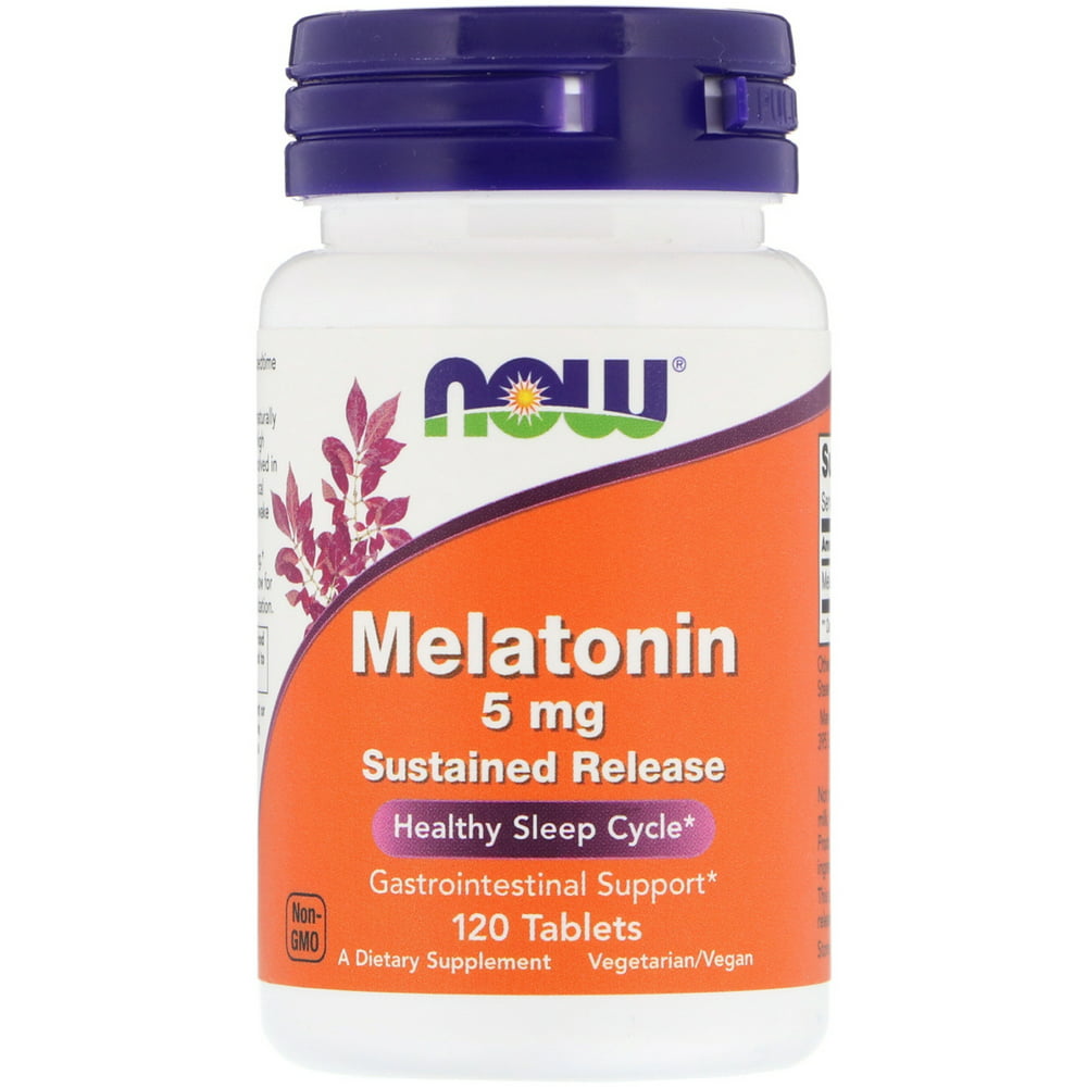 NOW Foods - Melatonin Sustained Release 5 mg. - 120 Tablets - Walmart