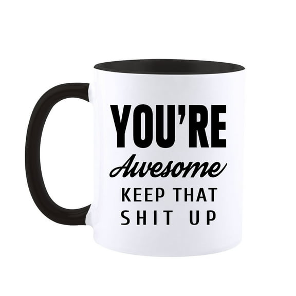 Funnil You're Awesome Ceramic Coffee Mug Birthday Gifts for Female Coworker Black