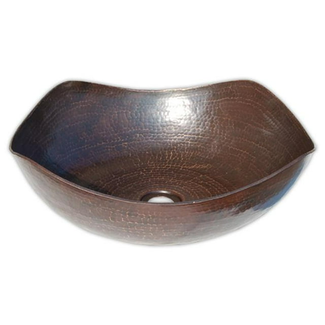 EB-C011AD Arched Edges Copper Vessel Sink, Antique Dark Copper