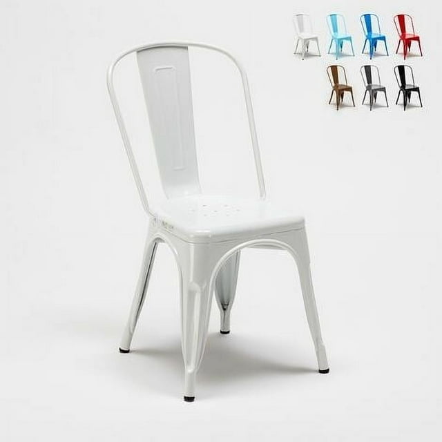 Chaises en Acier Galvanisé pour Intérieur et Extérieur, Ensemble Contemporain pour Usage Extérieur Résistant à la Rouille, Construction Robuste avec Siège Confortable, Idéal pour Bars et Pubs (4 Pcs)