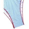thumbnail image 4 of Set Tankini a cuadros vichy sin costuras con volantes para mujer, azul cielo, 4 of 4