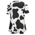 thumbnail image 5 of Cow Print&nbsp; Womens Summer V Neck Zipper Top Short Sleeve T Shirt Off Shoulder Top Casual Classy Loose Shirts, 5 of 7