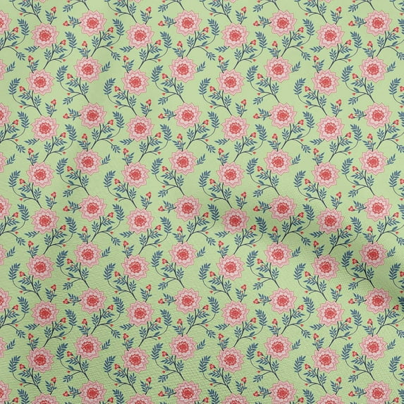 oneOone Cotton Flex Light Green Fabric Jacobean Floral Fabric For Sewing Printed Craft Fabric By The Yard 40 Inch Wide