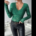 thumbnail image 4 of Blusas de Larga para Mujer, Elegantes, con Encaje de Crochet, Bordadas y Caladas, Moda 2025. Verde M, 4 of 7