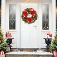 thumbnail image 3 of 24" Prelit Christmas Wreath Battery Operated Lighted Xmas Wreath with Red Gold Balls  for Front Door Fireplace Wall Window, 3 of 8
